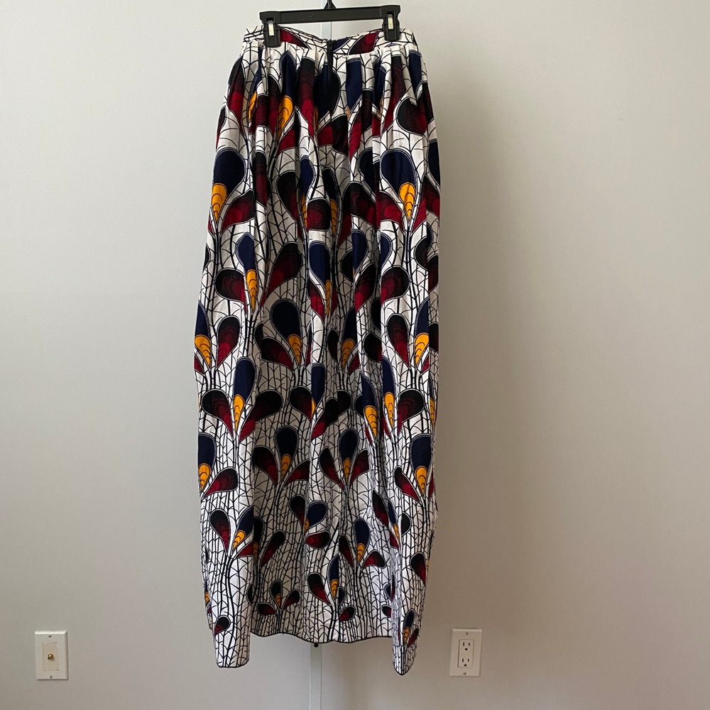 Puksies Wardrobe Cotton African Print Boho Quirky Lagenlook Pleated Maxi Skirt S - Picture 6 of 9